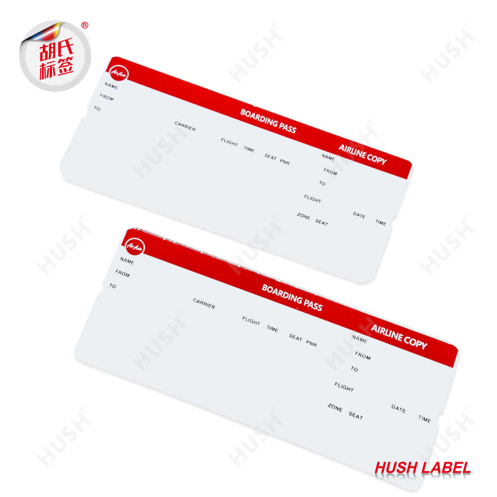 Thermal Printing Airline Boarding Pass Ticket Custom Size Airplane Boarding Pass