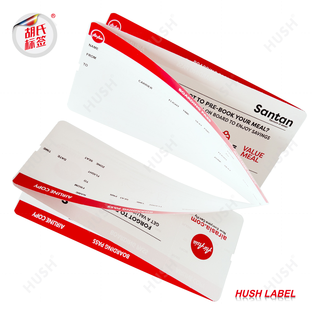 Thermal Printing Airline Boarding Pass Ticket Custom Size Airplane Boarding Pass Sticker