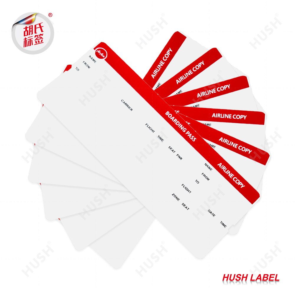 Thermal Printing Airline Boarding Pass Ticket Custom Size Airplane Boarding Pass Sticker