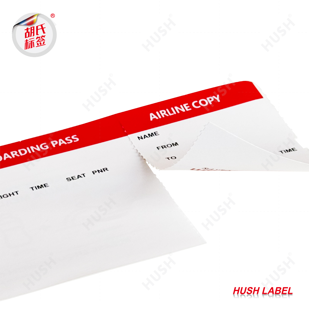 Thermal Printing Airline Boarding Pass Ticket Custom Size Airplane Boarding Pass Sticker
