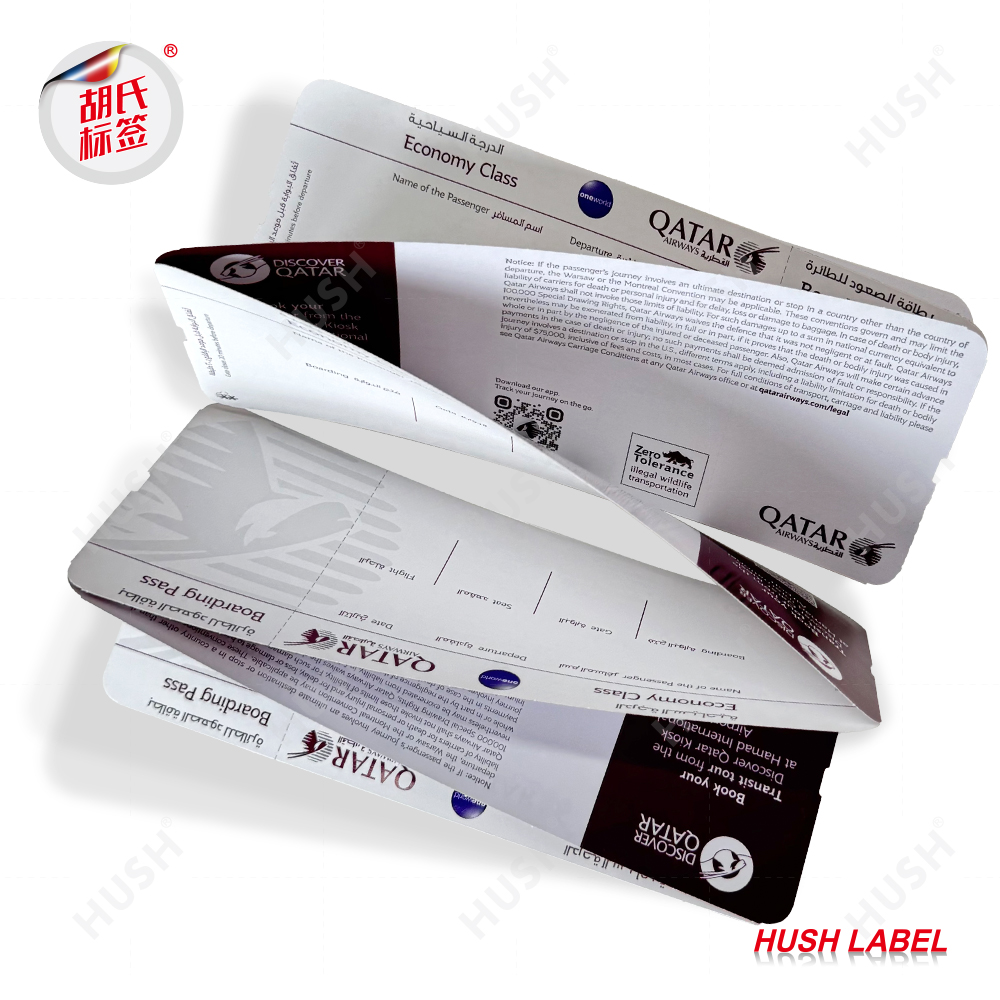 Thermal Printing Plane Ticket Airline Boarding Pass Flight Custom Printed Airline Check-in Ticket