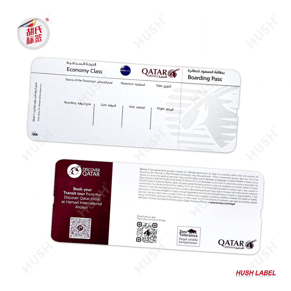 Thermal Printing Plane Ticket Airline Boarding Pass Flight Custom Printed Airlin