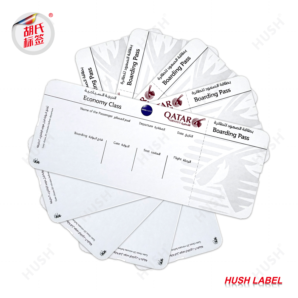 Thermal Printing Plane Ticket Airline Boarding Pass Flight Custom Printed Airline Check-in Ticket