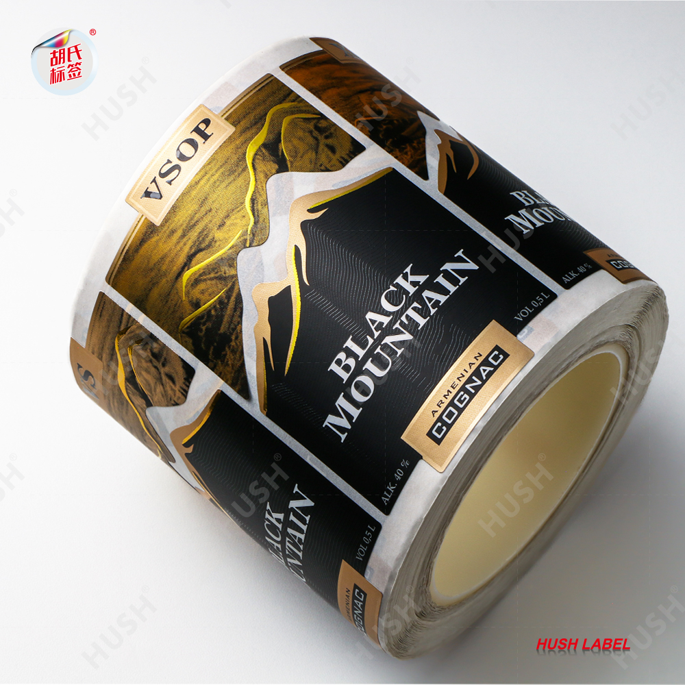 Customized Oil Proof Holographic Adhesive Wine Labels Gold/Silver Hot Stamping Eco-Friendly Art Paper Vinyl Packaging