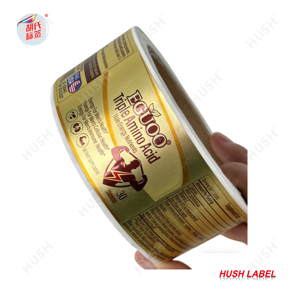 Eco Friendly Health Safe Holographic Vinyl Art Paper Labels Custom Waterproof Durable Printed Logo Recyclable Food Beverage