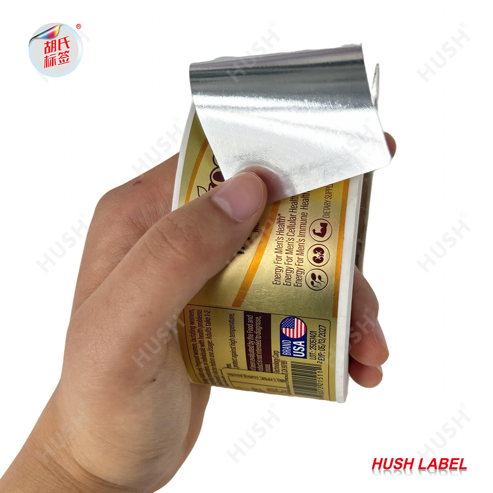Eco Friendly Health Safe Holographic Vinyl Art Paper Labels Custom Waterproof Durable Printed Logo Recyclable Food Beverage