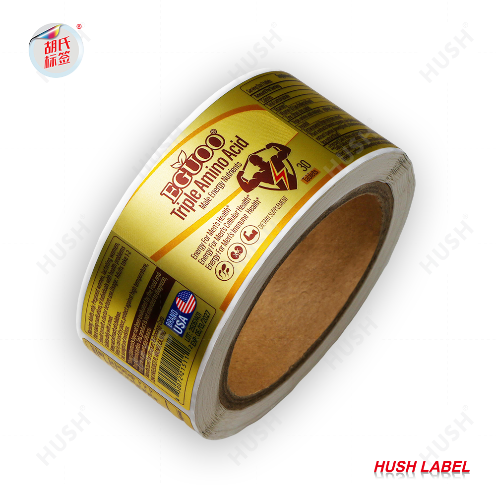 Eco Friendly Health Safe Holographic Vinyl Art Paper Labels Custom Waterproof Durable Printed Logo Recyclable Food Beverage