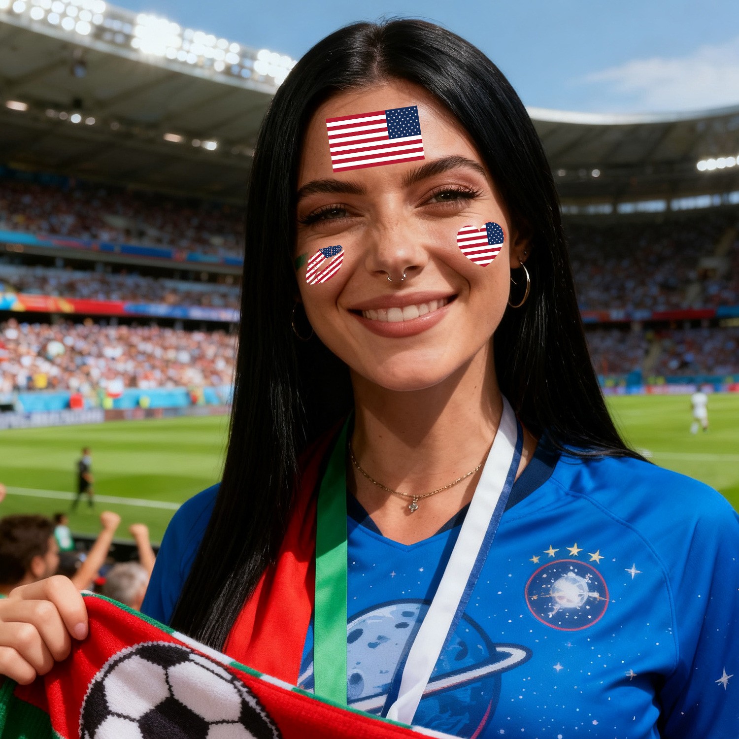 Factory Custom High Quality Waterproof National Flag Temporary Tattoo Sticker Water Transfer Face Body Decals for Sports Events