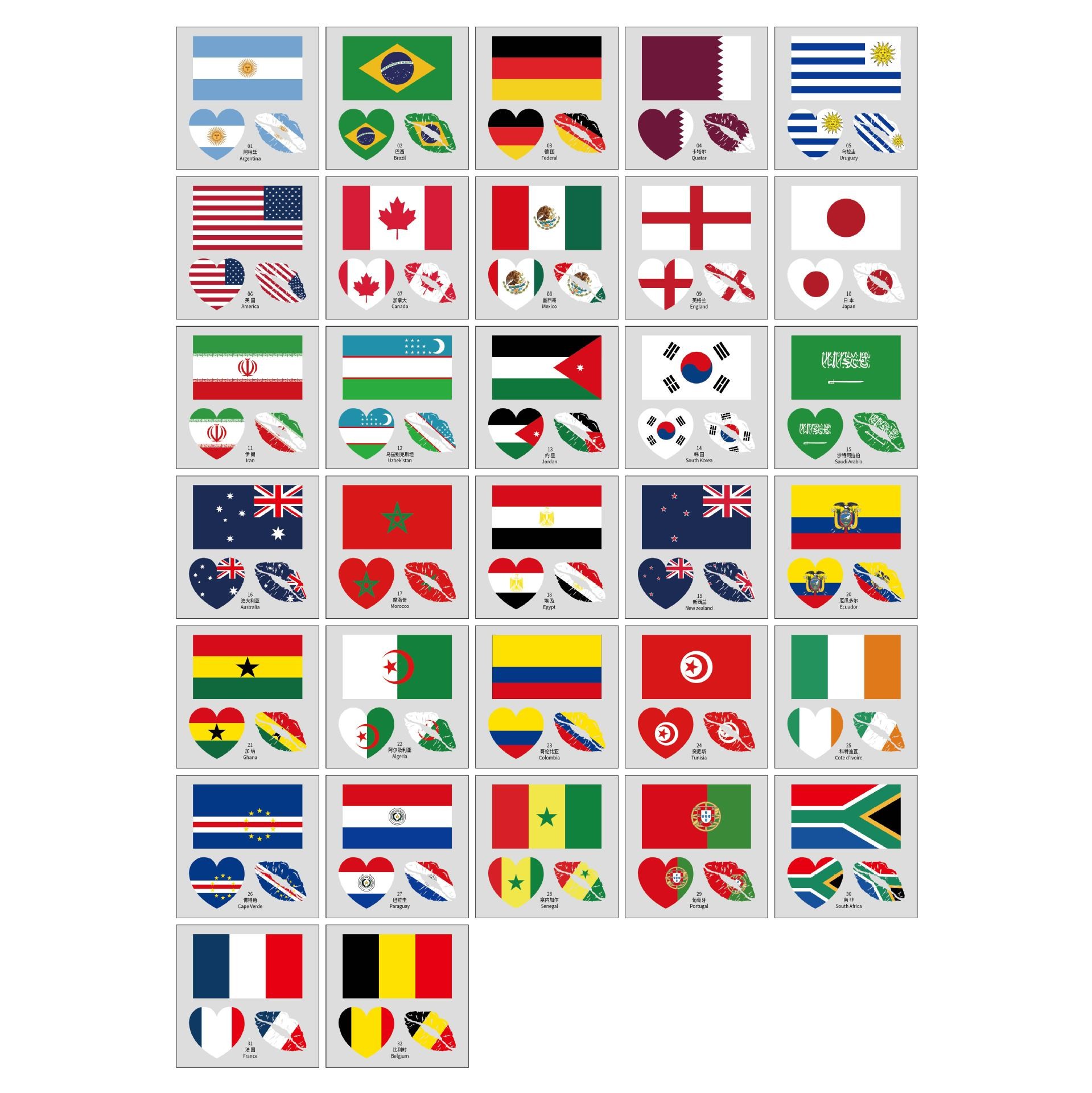 Factory Custom High Quality Waterproof National Flag Temporary Tattoo Sticker Wa